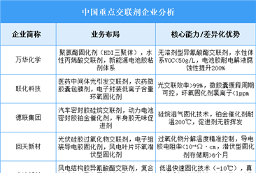 2025年中国交联剂重点企业业务布局预测分析（图）