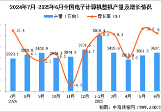 2025年6月全国电子计算机整机产量数据统计分析
