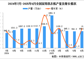 2025年6月全国家用洗衣机产量数据统计分析