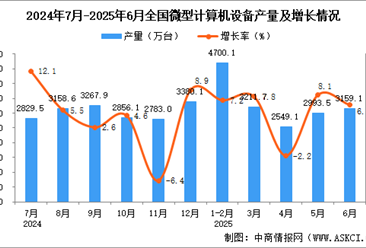 2025年6月全國微型計算機設備產量數據統計分析