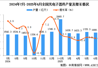 2025年6月全国光电子器件产量数据统计分析