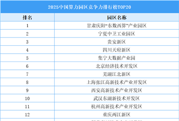 2025中國算力園區(qū)競爭力排行榜TOP20（附榜單）