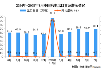 2025年7月中國汽車出口數(shù)據(jù)統(tǒng)計(jì)分析：出口量同比增長(zhǎng)0.3%