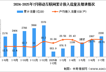 2025年1-7月中國(guó)通信業(yè)移動(dòng)互聯(lián)網(wǎng)及移動(dòng)短信業(yè)務(wù)分析（圖）