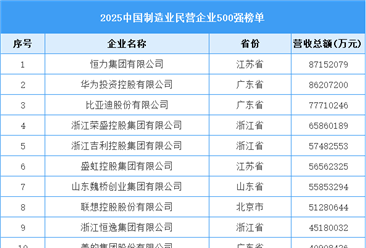 2025中国制造业民营企业500强榜单（附名单）