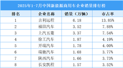 2025年1-7月中國新能源商用車企業(yè)銷量排行榜（附榜單）