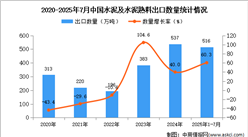 2025年1-7月中國(guó)水泥及水泥熟料出口數(shù)據(jù)統(tǒng)計(jì)分析：出口量516萬(wàn)噸