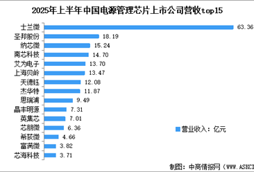 2025年上半年中國電源管理芯片上市公司業(yè)績排名（圖）