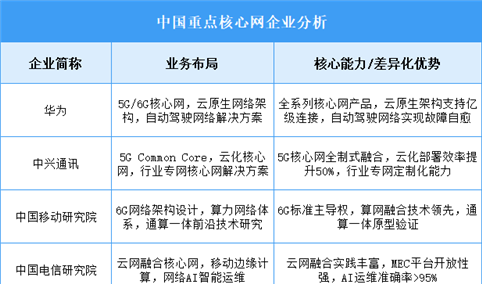 2025年中国核心网重点企业业务布局分析（图）
