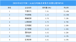 2025年8月中国三元动力电池企业装车量排行榜TOP10（附榜单）