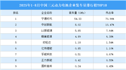 2025年1-8月中國三元動力電池企業(yè)裝車量排行榜TOP10（附榜單）