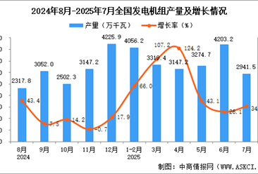 2025年7月全国发电机组产量数据统计分析