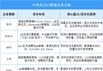 2025年中国AI眼镜重点企业业务布局分析（图）