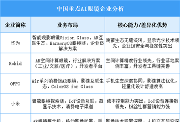 2025年中国AI眼镜重点企业业务布局分析（图）