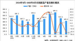 2025年8月全國原鹽產(chǎn)量數(shù)據(jù)統(tǒng)計分析