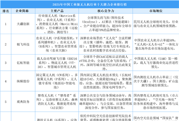 2025年中国工业级无人机行业十大潜力企业排行榜（附榜单）