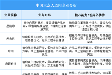 2025年中國(guó)人造肉重點(diǎn)企業(yè)業(yè)務(wù)布局分析（圖）