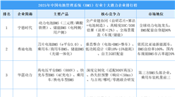2025年中国电池管理系统（BMS）行业十大潜力企业排行榜（附榜单）