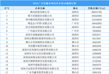 2025广东省服务业民营企业50强排行榜（附榜单）