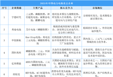2025年中国动力电池重点企业分析（图）
