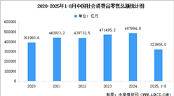 2025年1-8月全國社會消費品零售額及網(wǎng)上零售額統(tǒng)計分析（圖）