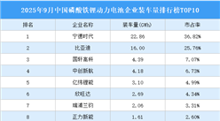 2025年9月中國(guó)磷酸鐵鋰動(dòng)力電池企業(yè)裝車量排行榜TOP10(附榜單)