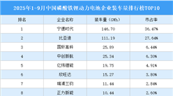 2025年1-9月中國(guó)磷酸鐵鋰動(dòng)力電池企業(yè)裝車量排行榜TOP10(附榜單)