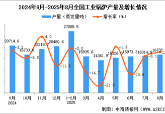 2025年8月全国工业锅炉产量数据统计分析