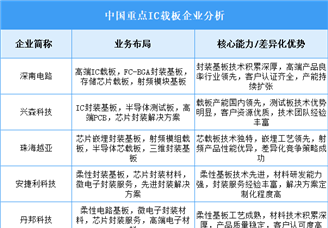2025年中國(guó)IC載板重點(diǎn)企業(yè)業(yè)務(wù)布局分析（圖）