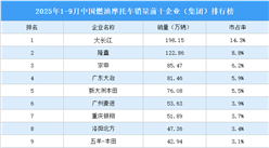 2025年1-9月中國燃油摩托車銷量前十企業(yè)（集團(tuán)）排行榜（附榜單）