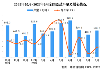 2025年9月全国原盐产量数据统计分析