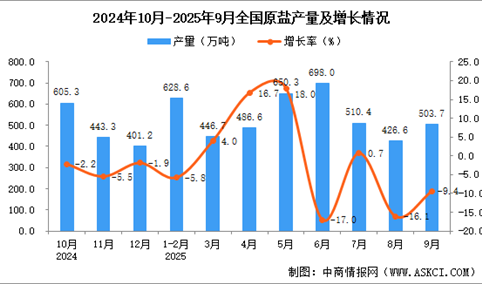 2025年9月全国原盐产量数据统计分析