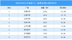 2025年9月中國皮卡廠商銷量排行榜TOP10（附榜單）