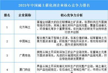 2025年中國(guó)稀土催化劑企業(yè)核心競(jìng)爭(zhēng)力排名