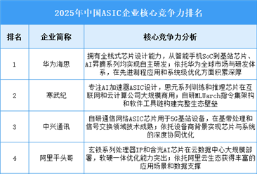 2025年中國ASIC企業(yè)核心競爭力排名