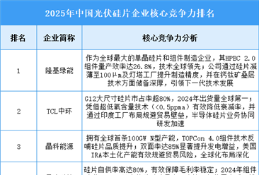 2025年中國(guó)光伏硅片企業(yè)核心競(jìng)爭(zhēng)力排名