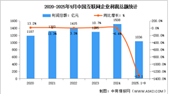2025年1-9月中國(guó)互聯(lián)網(wǎng)業(yè)務(wù)收入及利潤(rùn)分析：利潤(rùn)總額降幅有所擴(kuò)大（圖）
