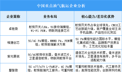 2025年中国射频芯片重点企业业务布局分析（图）