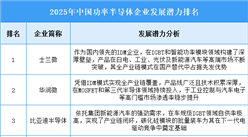 2025年中国功率半导体企业发展潜力排名