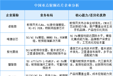 2025年中國射頻芯片重點(diǎn)企業(yè)業(yè)務(wù)布局分析（圖）
