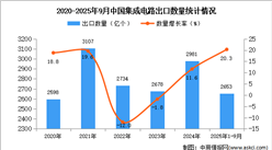 2025年1-9月中國集成電路出口數(shù)據(jù)統(tǒng)計(jì)分析：出口量同比增長20.3%