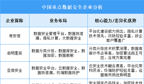 2025年中国数据安全重点企业业务布局分析（图）