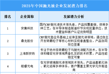 2025年中国抛光液企业发展潜力排名