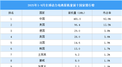 2025年1-9月全球动力电池装机量前十国家排行榜（附榜单）