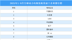 2025年1-9月全球动力电池装机量前十企业排行榜（附榜单）