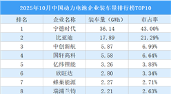 2025年10月中国动力电池企业装车量排行榜TOP10（附榜单）