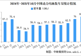 2025年1-10月中國動力電池裝車量情況：磷酸鐵鋰電池裝車量同比增長59.7%（圖）