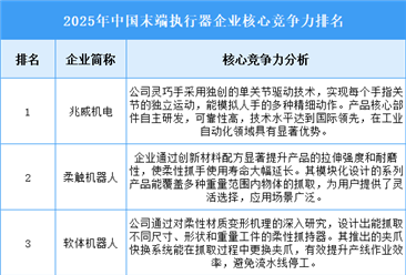 2025年中国末端执行器企业核心竞争力排名