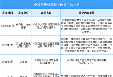 2025年中国负极材料行业最新政策汇总一览（表）