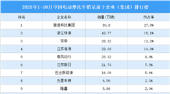 2025年1-10月中國(guó)電動(dòng)摩托車(chē)銷(xiāo)量前十企業(yè)（集團(tuán)）排行榜（附榜單）